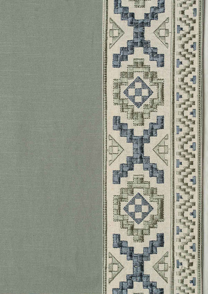Glen Basil Green Embroidery Trim Fabric