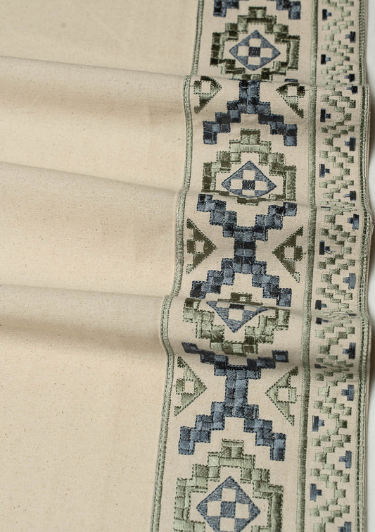 Glen Beige Embroidery Trim Fabric