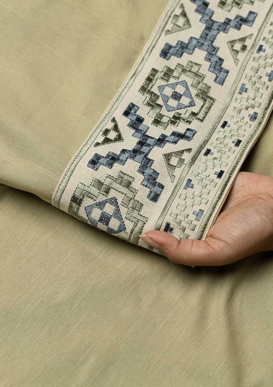 Glen Herb Green Embroidery Trim Fabric