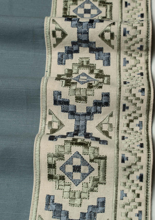 Glen Mist Blue Embroidery Trim Fabric