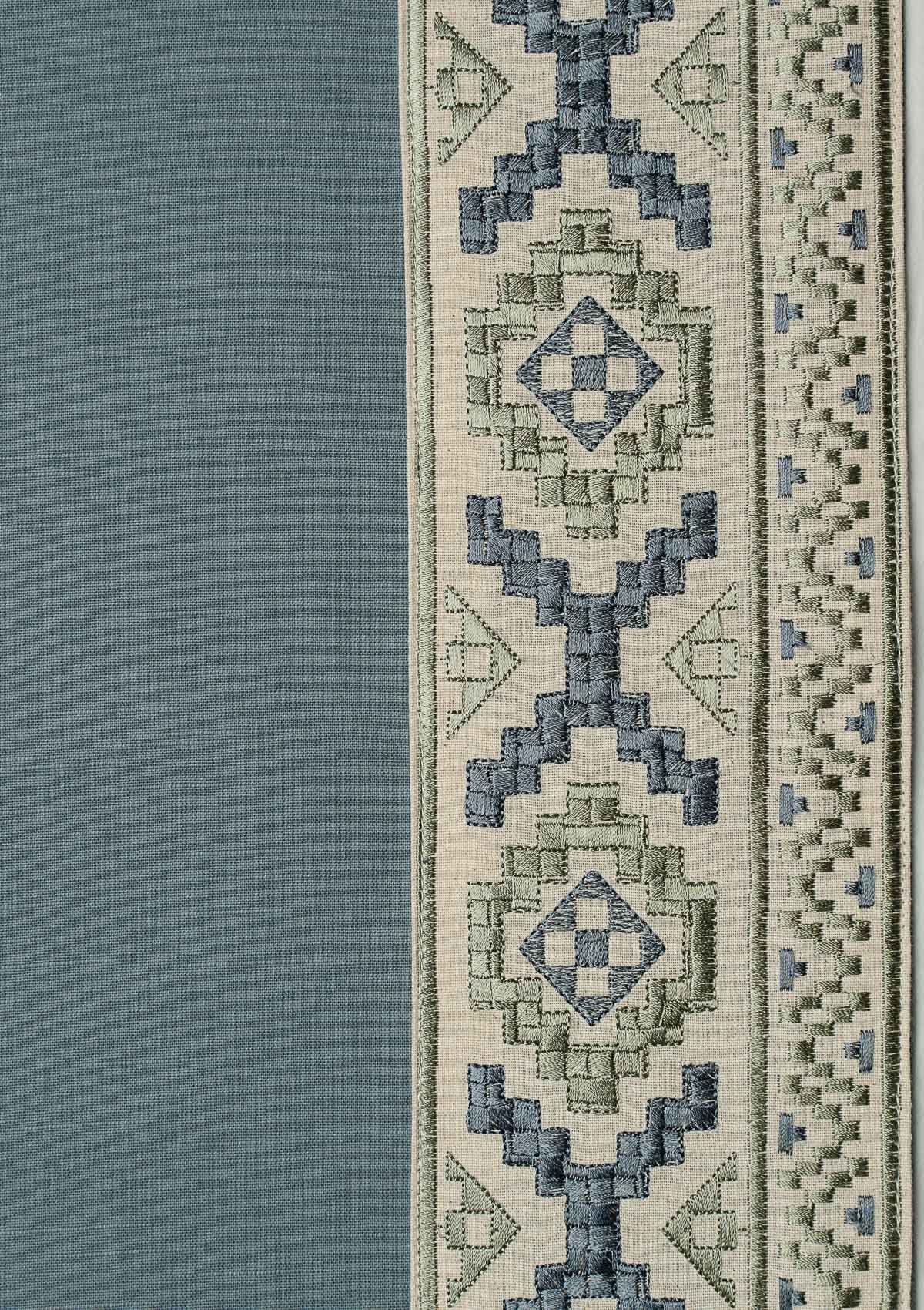 Glen Mist Blue Embroidery Trim Fabric