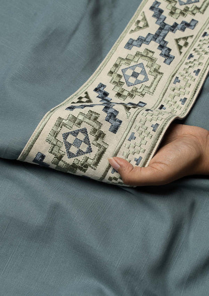 Glen Mist Blue Embroidery Trim Fabric