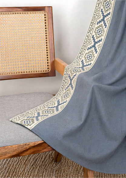 Glen Mist Blue Embroidery Trim Fabric