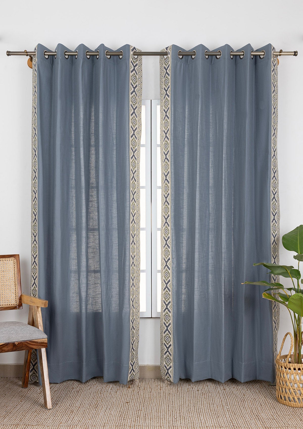 Glen Mist Blue Embroidery Trim Fabric