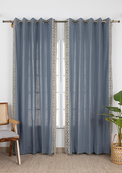 Glen Mist Blue Embroidery Trim Fabric