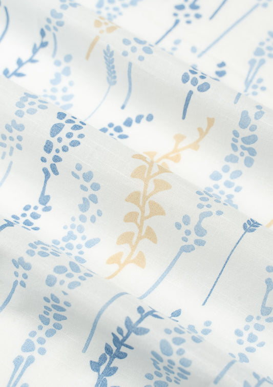 Grass Fields printed sheer Fabric - Blue