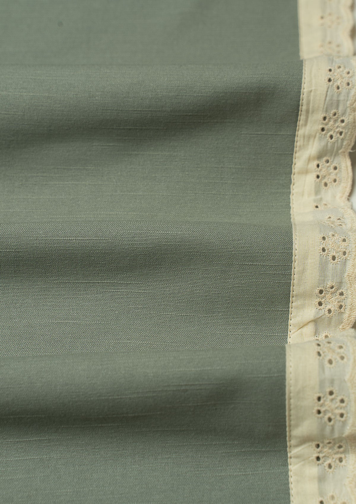 Hakoba Basil Green Lace Trim Fabric
