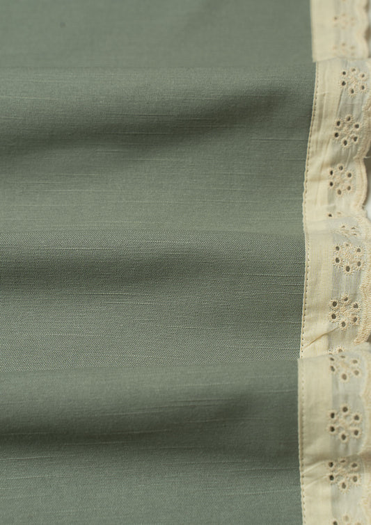 Hakoba Basil Green Lace Trim Fabric