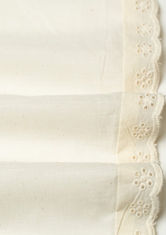 Hakoba Cream Sheer Lace Trim Fabric