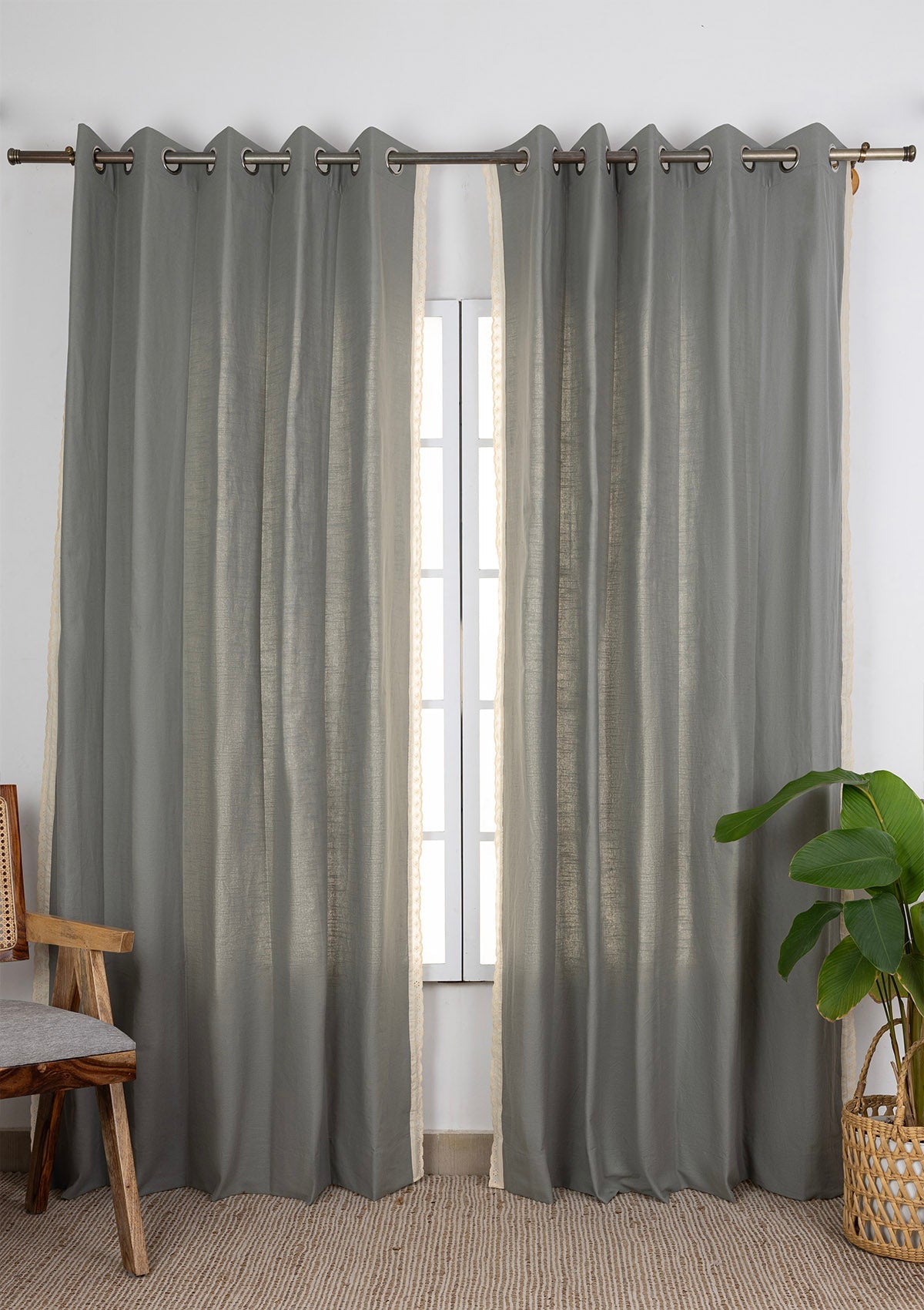 Hakoba Basil Green Lace Trim Fabric