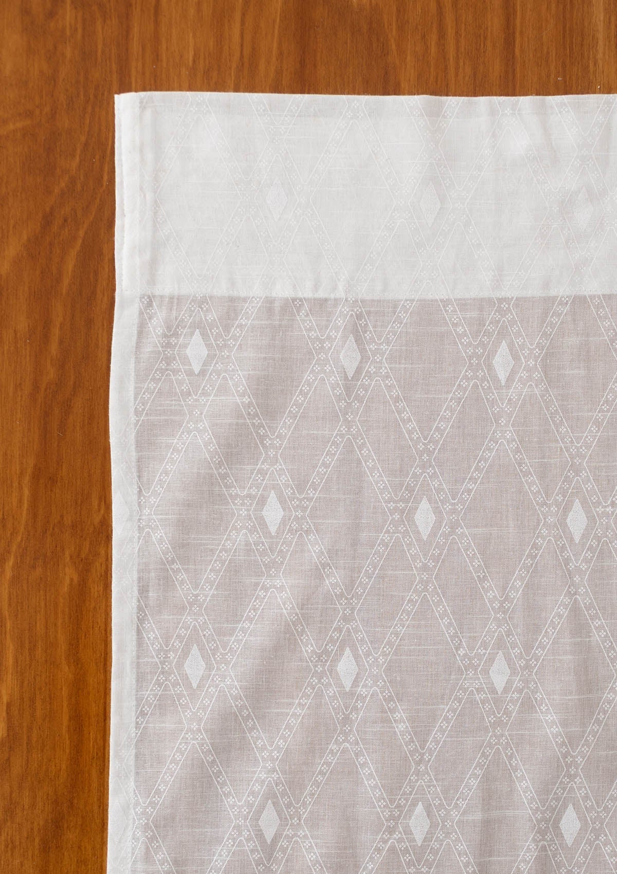 Haze Geometric pattern 100% cotton sheer Fabric - Light Filtering - White