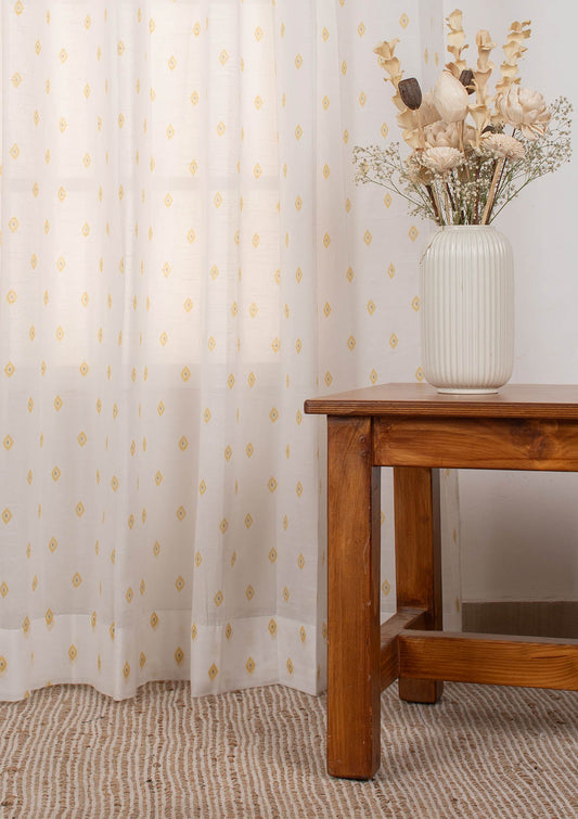 Noor minimal 100% cotton sheer Fabric for living room - Light filtering - Yellow