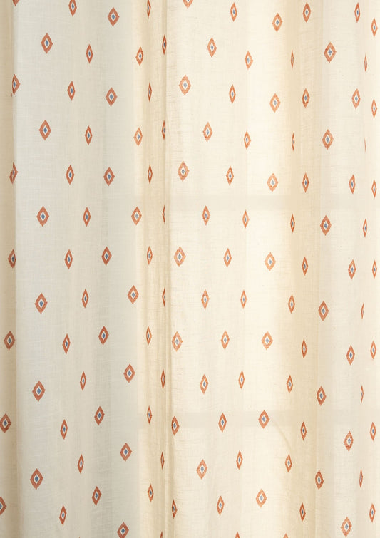 Noor minimal 100% cotton sheer Fabric for living room - Light filtering - Royal blue and Brick red