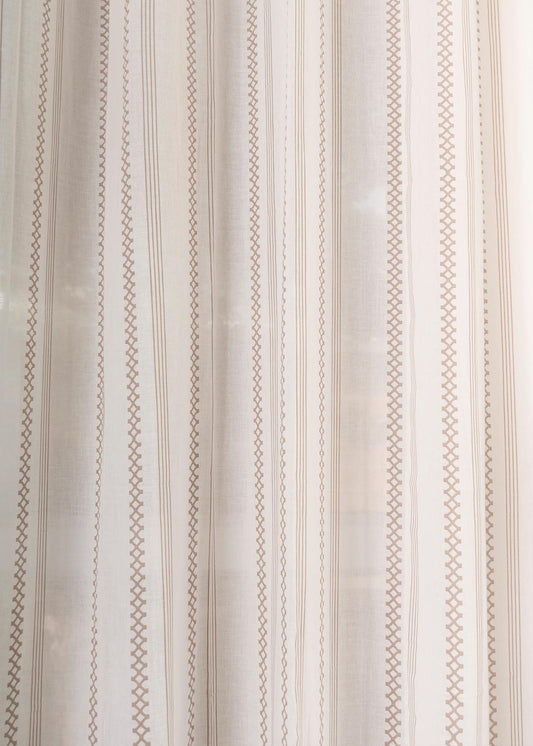 Picket Fence printed sheer Fabric - Walnut-Grey