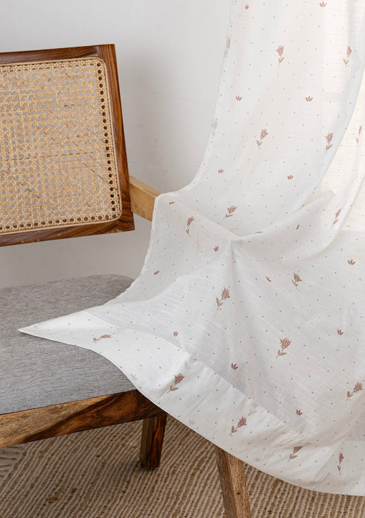 Roselle Pink Printed Sheer Fabric