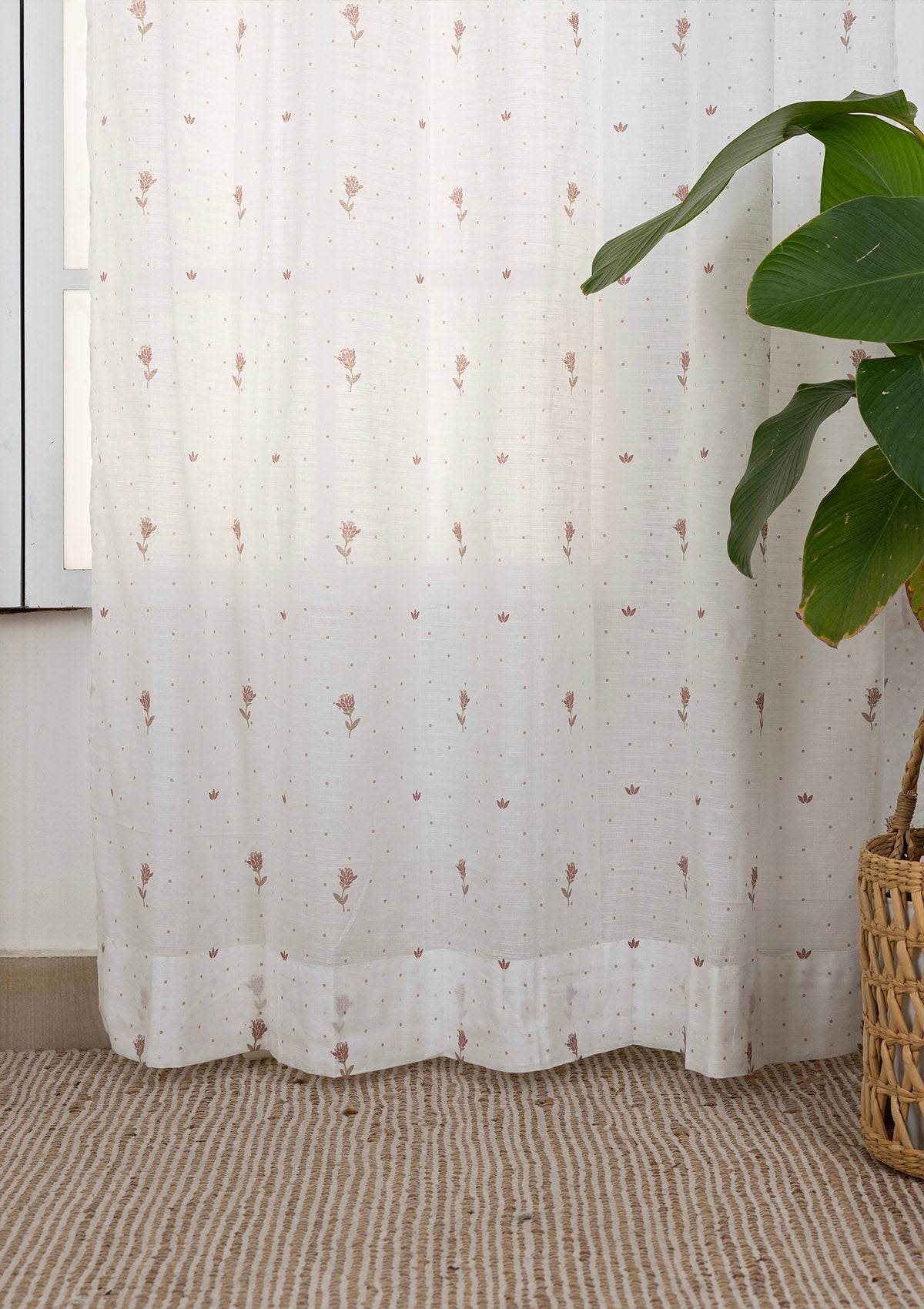 Roselle Pink Printed Sheer Fabric