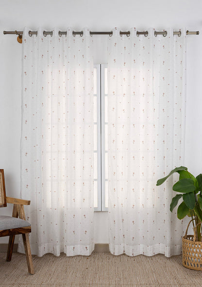 Roselle Pink Printed Sheer Fabric