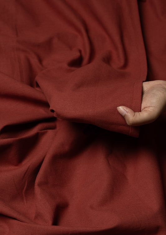 Crimson Red Solid Slub Cotton Fabric