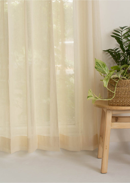 Solid sheer Fabric - Cream