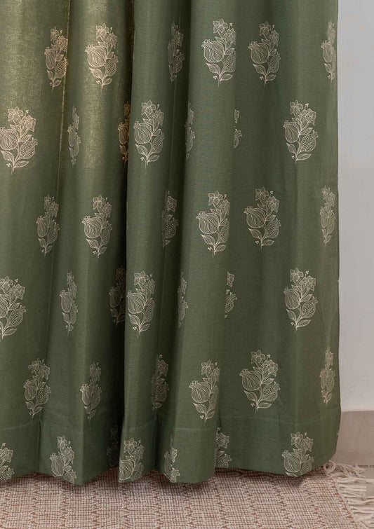 Malabar Printed Cotton Fabric - Pepper Green