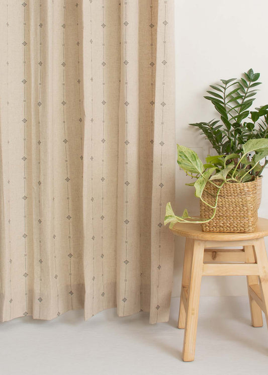 Tulsi Linen printed linen Fabric - Beige